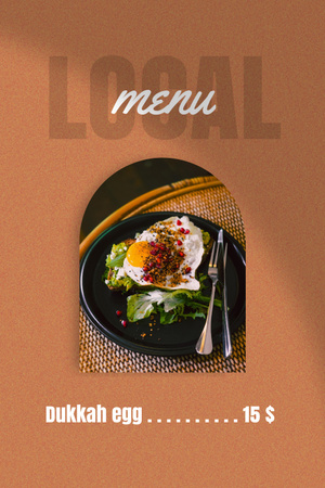 Menu Ad with Fried Egg on Plate Pinterest Design Template