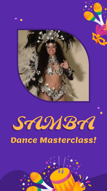 Sparkling Dance Masterclass And Samba At Carnival Instagram Video Story Πρότυπο σχεδίασης
