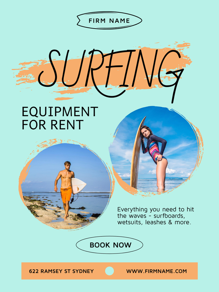 Ad of Equipment for Surfing Poster 36x48in Šablona návrhu