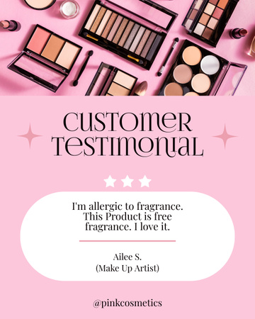 Designvorlage Kundenfeedback zu Kosmetikprodukten für Instagram Post Vertical