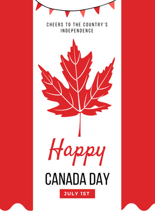 Canada Day Celebration Announcement on Red Poster A3 Tasarım Şablonu