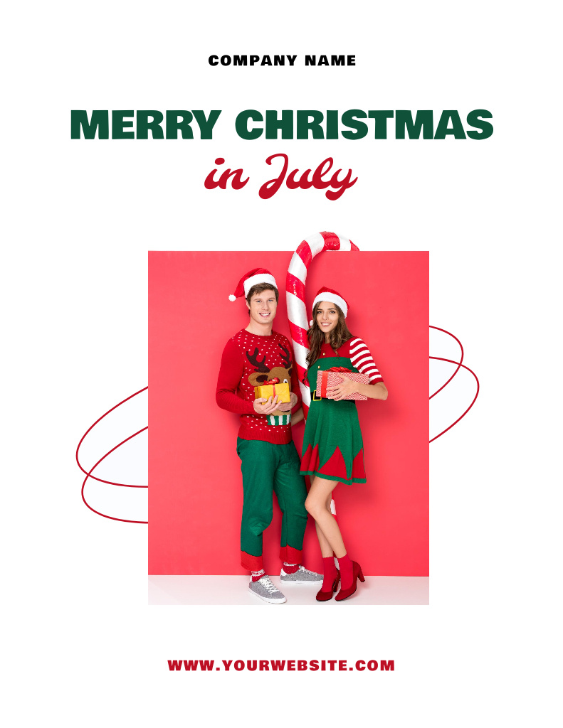 Jolly Atmosphere of July Christmas Flyer 8.5x11in tervezősablon