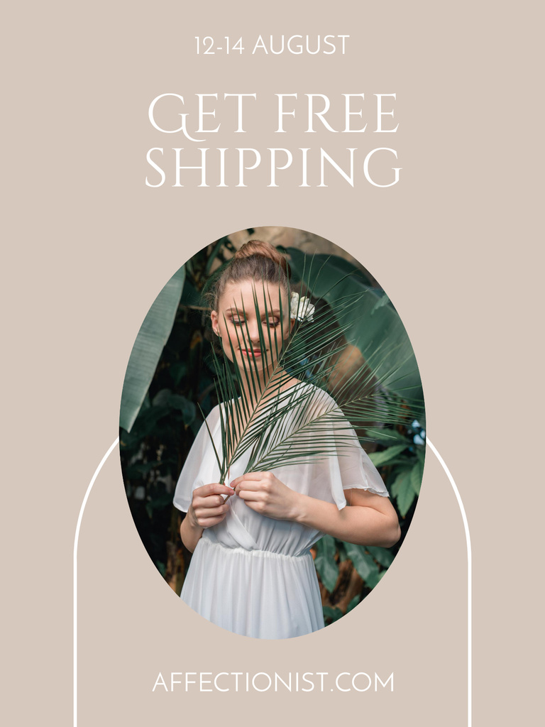Ontwerpsjabloon van Poster US van Summer Sale Ad with Tender Woman in White Dress