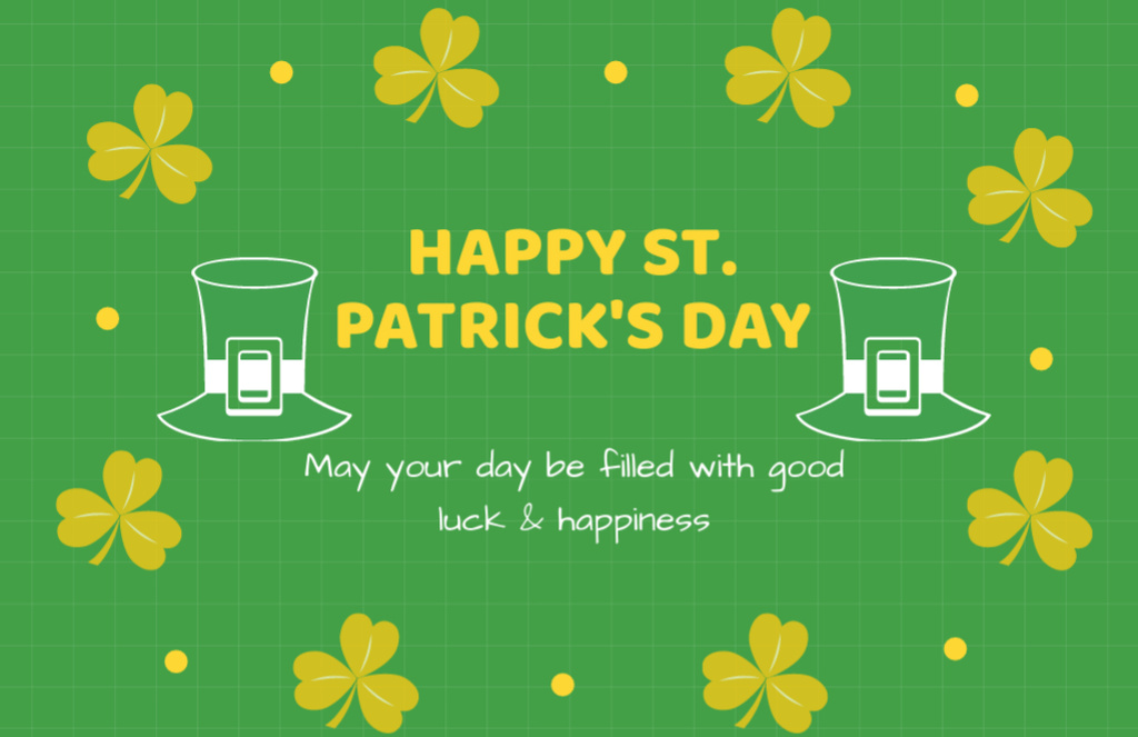 Festive St. Patrick's Day Wishes Thank You Card 5.5x8.5in – шаблон для дизайна
