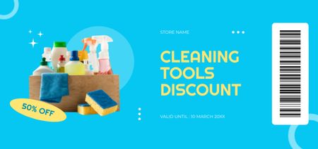 Platilla de diseño Cleaning Tools Discount Blue Coupon Din Large