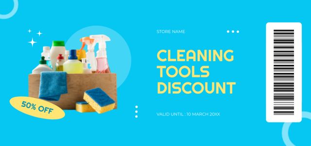 Template di design Cleaning Tools Discount Offer Coupon Din Large