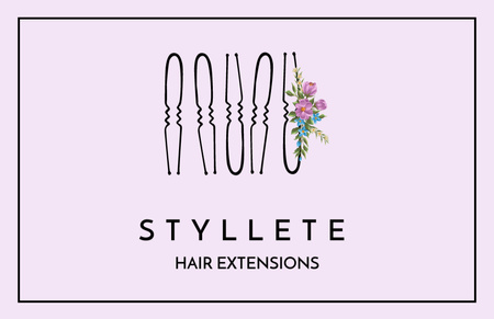 Hair Extension Services Ad with Hairpins Business Card 85x55mm tervezősablon