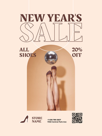 Ontwerpsjabloon van Poster US van Nieuwjaarsuitverkoop van stijlvolle damesschoenen