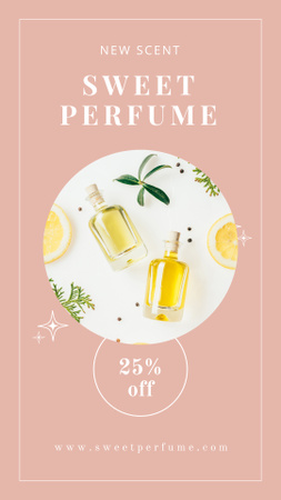 Designvorlage frau riechduft für premium-parfüm-angebot für Instagram Story