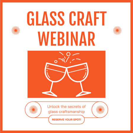 ワイングラスのイラストを使用したガラス工芸ウェビナー広告 Instagram ADデザインテンプレート