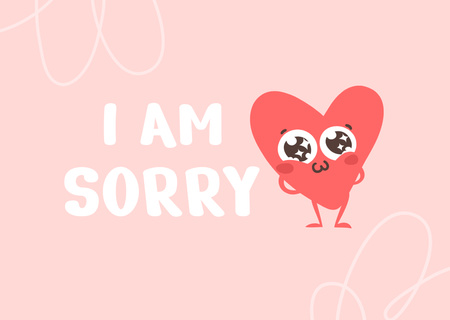 Apology with Cute Heart Card Design Template