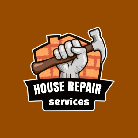 Home Repair Service Hammer in Hand Animated Logo Πρότυπο σχεδίασης