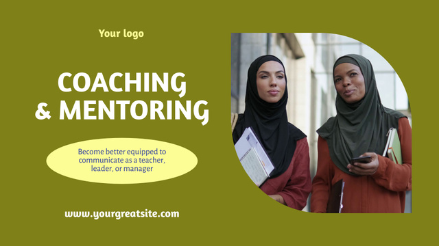 Ontwerpsjabloon van Full HD video van Coaching and Mentoring Services Ad on Green