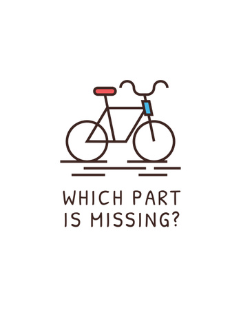 Cute Illustration of Bicycle With Question T-Shirt Design Template