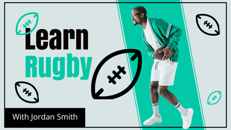 Rugby Lessons Announcement with Man in Sportswear Youtube Thumbnail Design Template