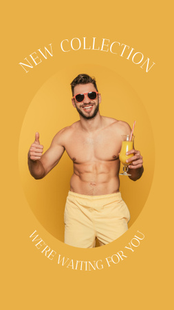 Designvorlage sommer-herrenbekleidungskollektion mit mann in sonnenbrille für Instagram Story