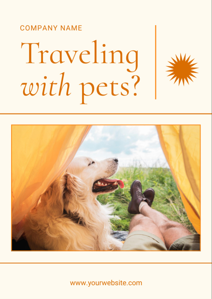 Golden Retriever Dog in Tent with Owner Flyer A6デザインテンプレート