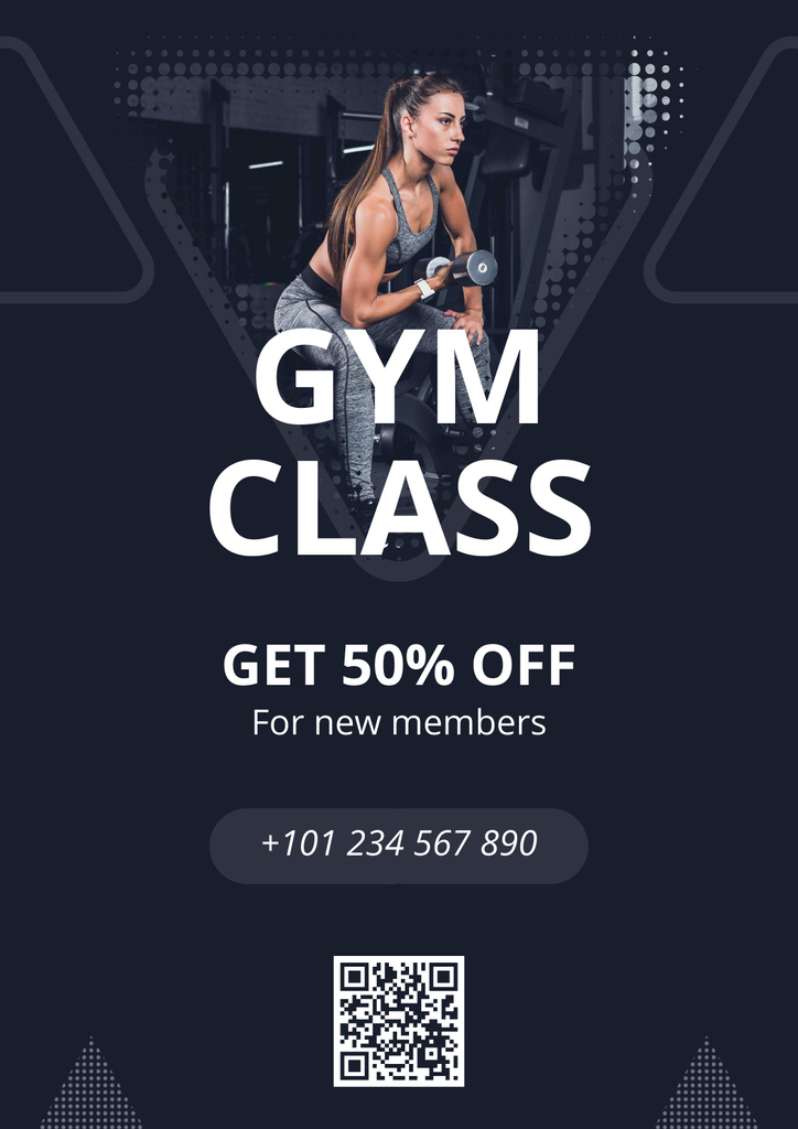 Best Gym Membership Sale Offer With Dumbbell Poster Design Template