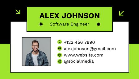 Offer of Services of Software Engineer on Green Business Card US Design Template