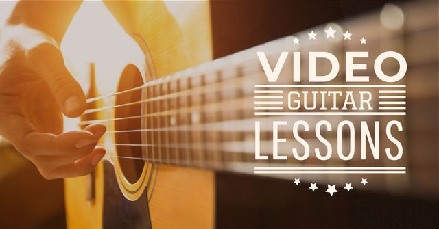 Designvorlage Video Guitar Lessons Man Playing Music für Facebook AD
