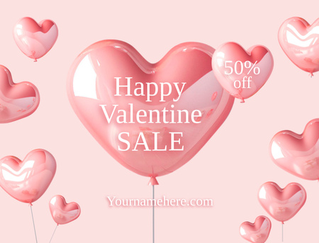 Valentine's Day Sale Announcement Thank You Card 4.2x5.5in Design Template
