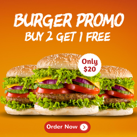 Modèle de visuel Tasty Burgers Sale Offer - Instagram