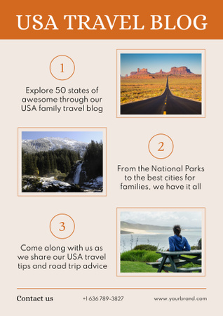 Travel Tour in USA Poster B2 Design Template
