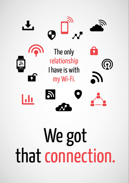 Ontwerpsjabloon van Flyer A6 van Wi-Fi Technology Signs and Icons