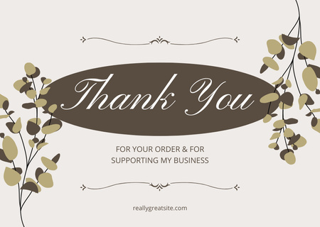 Thank You For Your Order Message with Brown Branches Illustration Card Design Template