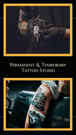 Permanent And Temporary Tattoos In Studio Offer Instagram Story Design Template