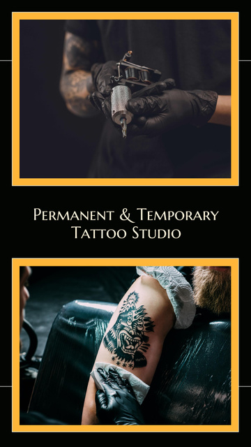 Permanent And Temporary Tattoos In Studio Offer Instagram Story tervezősablon