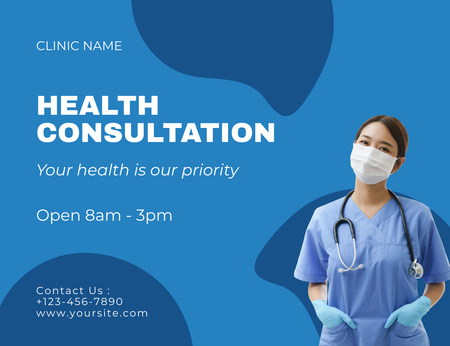 Modèle de visuel Annonce de consultations de santé avec une infirmière - Thank You Card 5.5x4in Horizontal