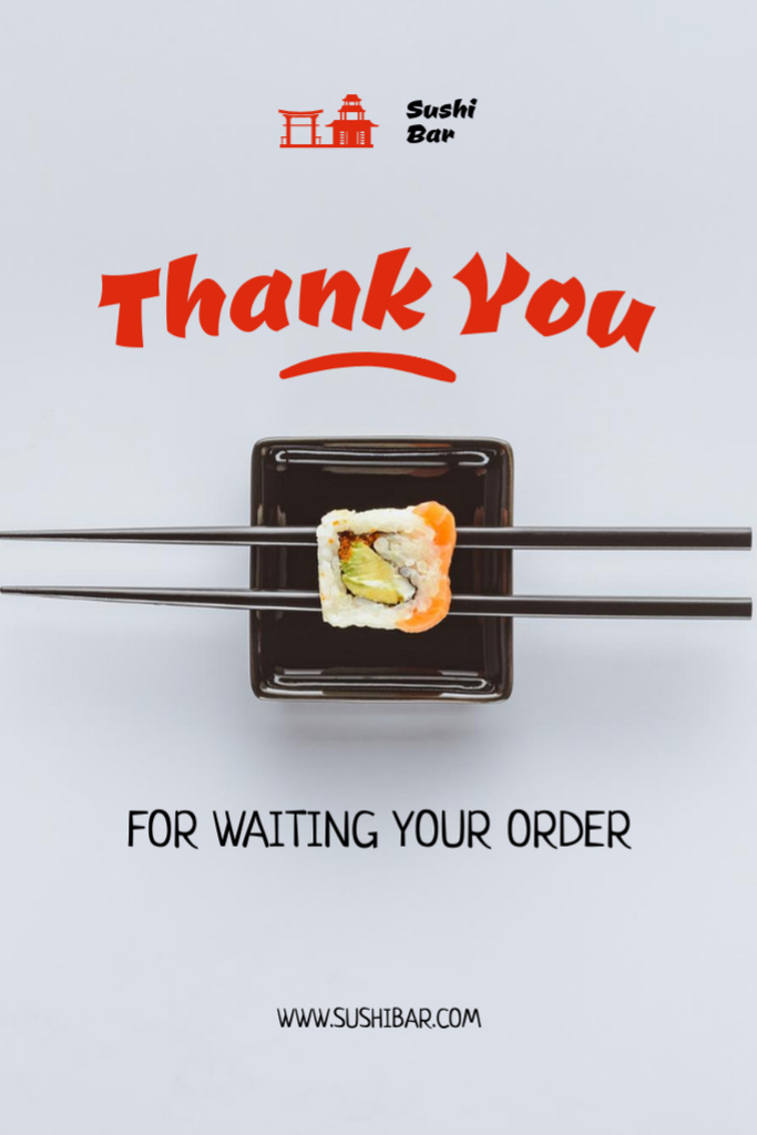 Gratitude for Order in Sushi Bar Postcard 4x6in Verticalデザインテンプレート