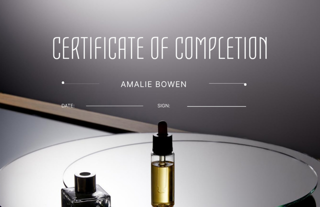 Beauty Course Completion with Cosmetic Oil Jar Certificate 5.5x8.5in – шаблон для дизайна