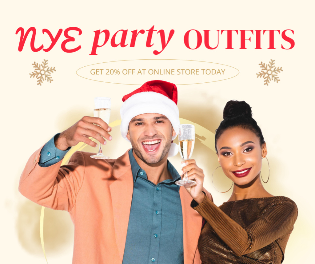 Template di design People in New Year Party Outfits Facebook