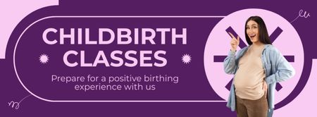 Designvorlage Promo für Geburtsvorbereitungskurse auf Purple für Facebook cover