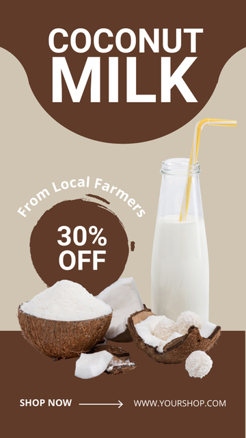 Ontwerpsjabloon van Instagram Story van Coconut Milk Discount Offer