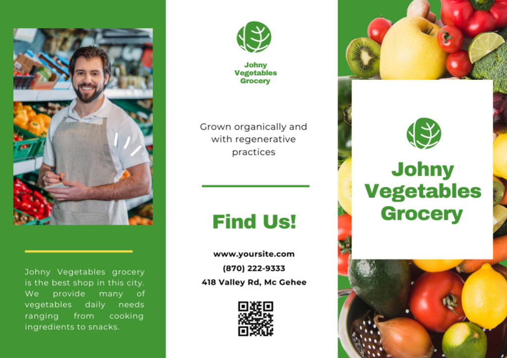 Plantilla de diseño de Fresh Veggies Shop Promotion Brochure 