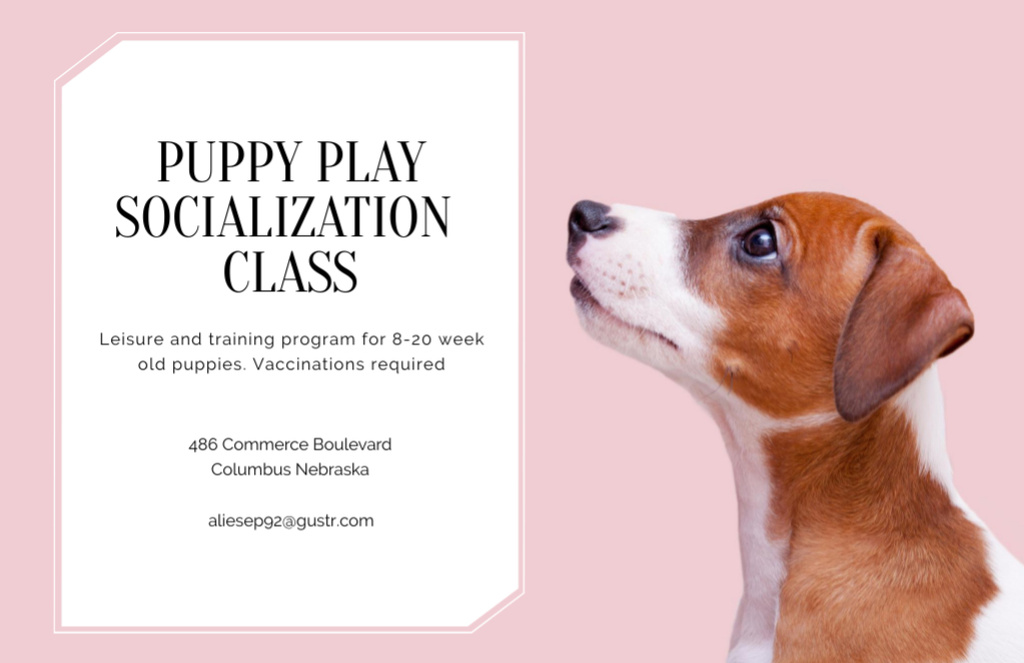 Puppy Socialization Skills Training And Leisure Program with Cute Dog Flyer 5.5x8.5in Horizontal Design Template