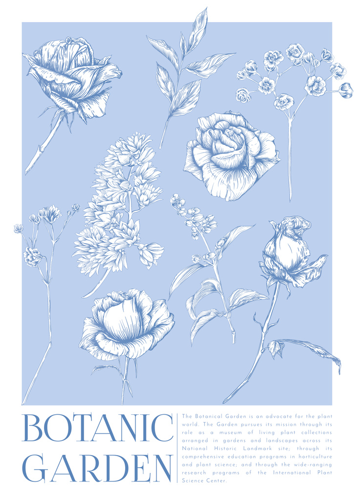 Botanic Garden with Flower Illustration Posterデザインテンプレート