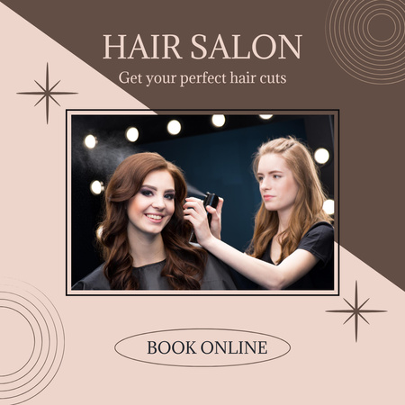 Best Hair Salon Ad With Booking Instagram Design Template