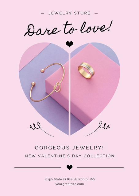 Valentine's Day Jewelry Collection Ad Poster Design Template