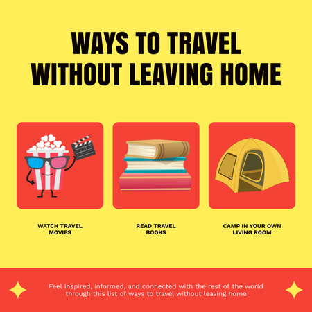 Způsoby, jak cestovat bez opuštění domova s koláží Instagram Šablona návrhu