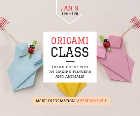 Origami Classes Invitation Paper Garland Large Rectangle Modelo de Design