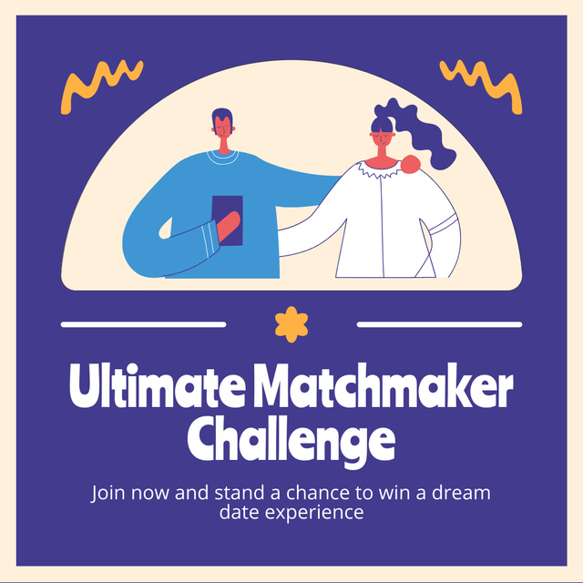 Matchmaking Challenge Offer on Purple Instagram AD Design Template