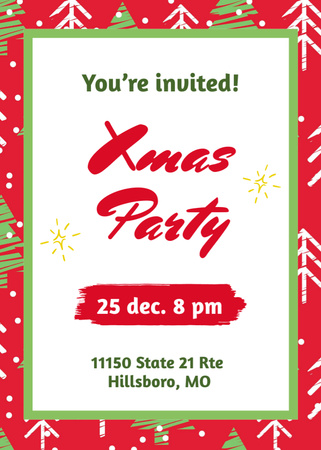 Plantilla de diseño de Gleeful Christmas Party Announcement With Bright Pattern Invitation 