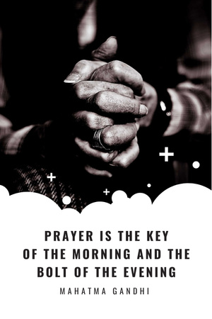 Faith Quote with Hands Clasped in Prayer Pinterest Design Template
