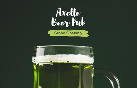 Plantilla de diseño de Pub Gran Inauguración con Cerveza en Vaso Flyer 5.5x8.5in Horizontal 