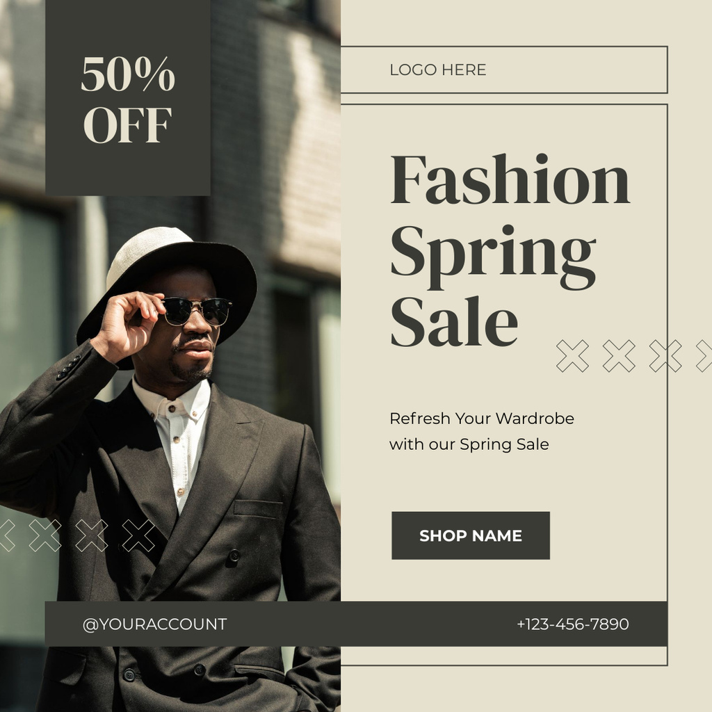 Spring Sale with Stylish African American Instagram Design Template