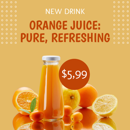 Plantilla de diseño de descuento de zumo de naranja fresco Instagram 